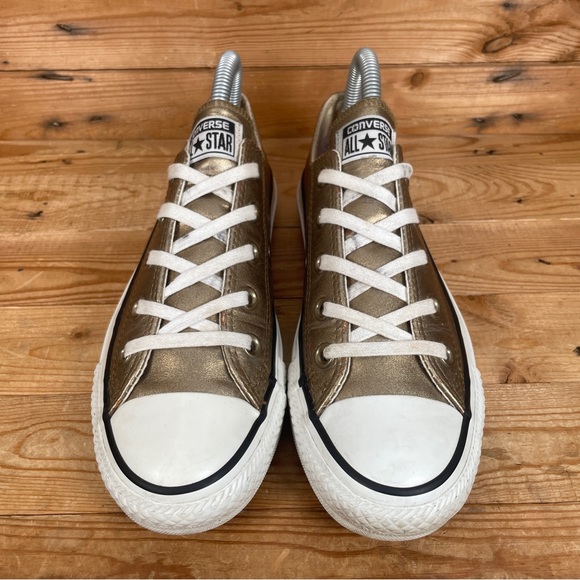 CONVERSE All Star Trainers Size UK 4 Womens Gold Leather Lace Up Casual Shoes - Picture 4 of 13
